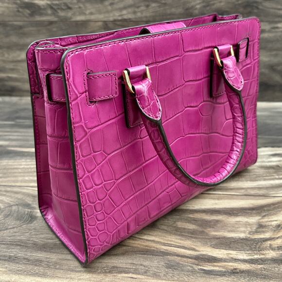 NWOT Michael Kors Croc Embossed Dillon Leather Handbag Satchel NO LONGER STRAP - Picture 10 of 13